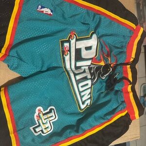 NWT Detroit Pistons 1998 Teal Away Basketball Shorts Hardwood Classics NBA